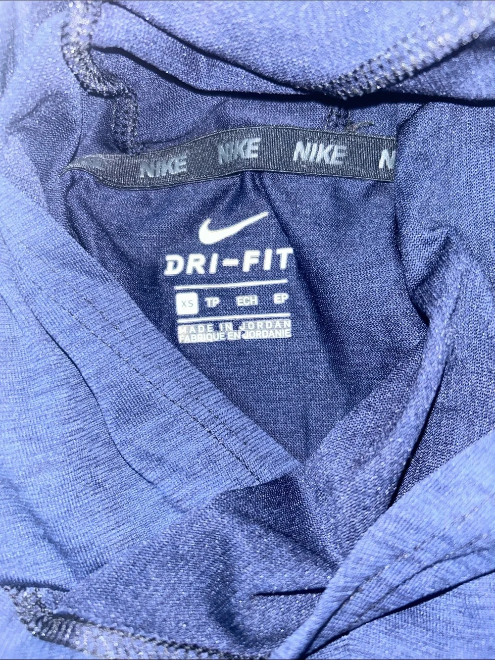Nike Boys Navy Turtleneck Hooded Sweater with Black Swoosh Size XS
